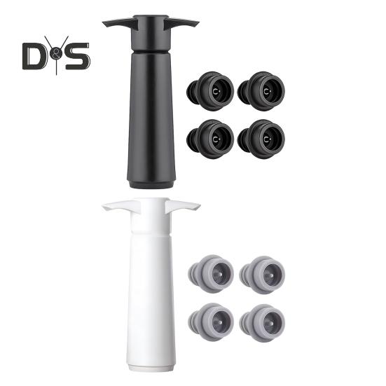 Weinspar-Vakuumpumpe mit 4 Stopfen, wiederverwendbarer Flaschenversiegeler, Rotweinkorken, bewahrt die Frische, verhindert Oxidation, Weinzubehör für die Hausbar