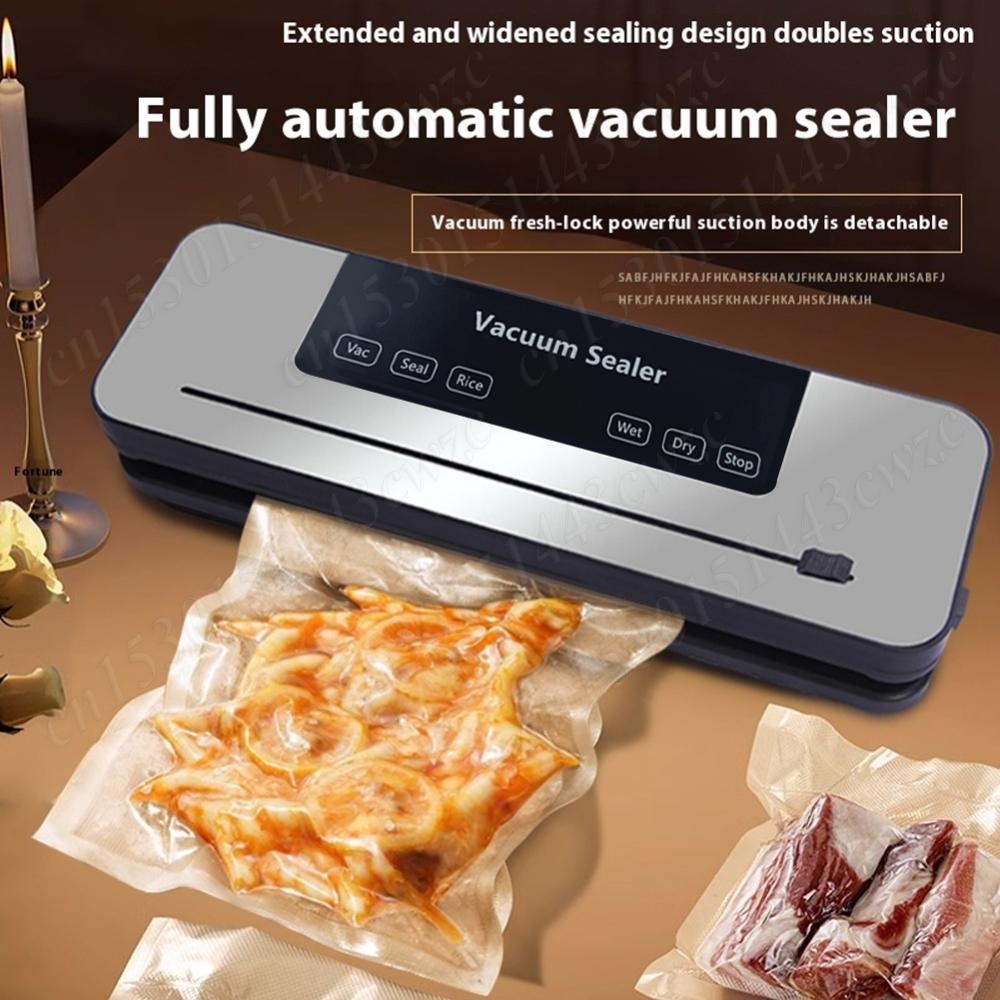 Electric Vacuum Sealer Full Automatic Dry/Wet Built-in Cutter Kitchen Food Storage Sealing Vacuum Packaging Machine Small Sealer