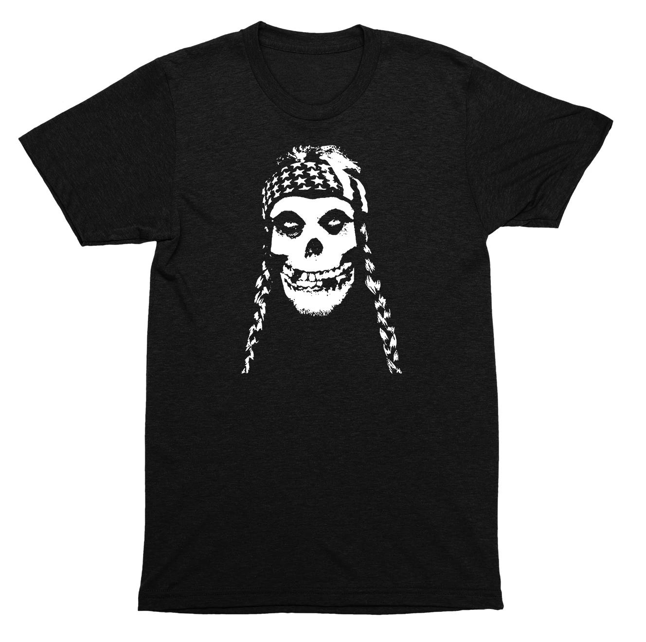 Misfits Crimson Ghost Skull with Braids USA Flag Bandana Punk Rock SHIRT 2XL