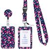 Students Bus Card Case Lanyard Child Visit Door Identity Badge Cards Cover Case Ladies Girls Flower ID Credit Bank Card Holder