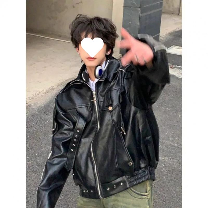 Leather Jacket, Loose, Trendy and Handsome Design, Niche High-end Short Motorcycle Jacket for Autumn
