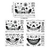 Halloween Morsomme Skalle Tatoveringsklistremerker, Maskerade Arr Skrekk Vanntette Ansiktsklistremerker
