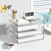 Non-slip Document Organizer Large Capacity Desk for Documents Files Letters A4 Paper Book Notes Mail Desktop File Holder Clear Stackable Tray,