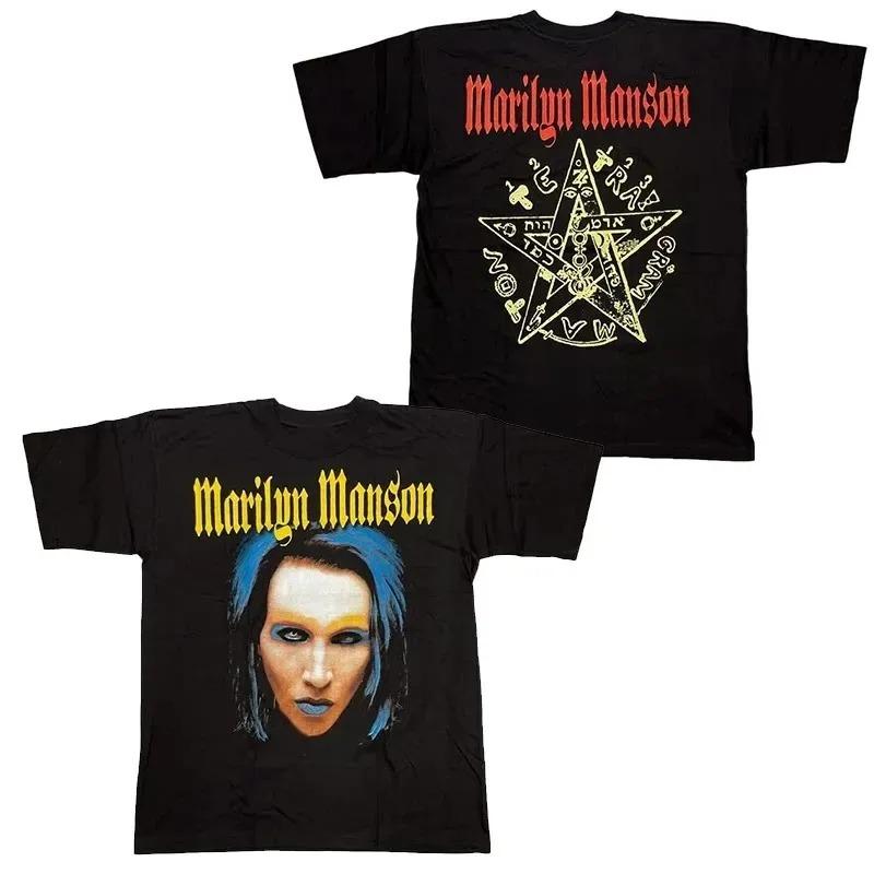 Marilyn Manson Industrial Metal "You're Born Again Now Die Again" 1990s Vintage Graphic Oversized Streetwear T-Shirt Top for Rock & Industrial Metal