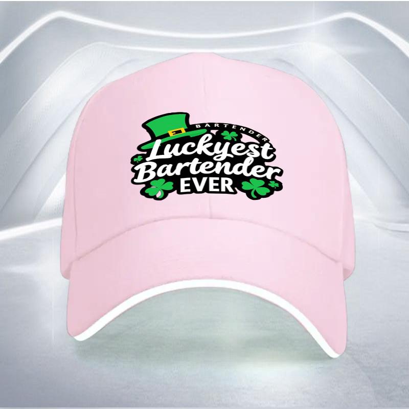 Luckyest Bartender Ever St Patrick Day Baseball Cap Adjustable Polyester Casual Sports Hat Adult