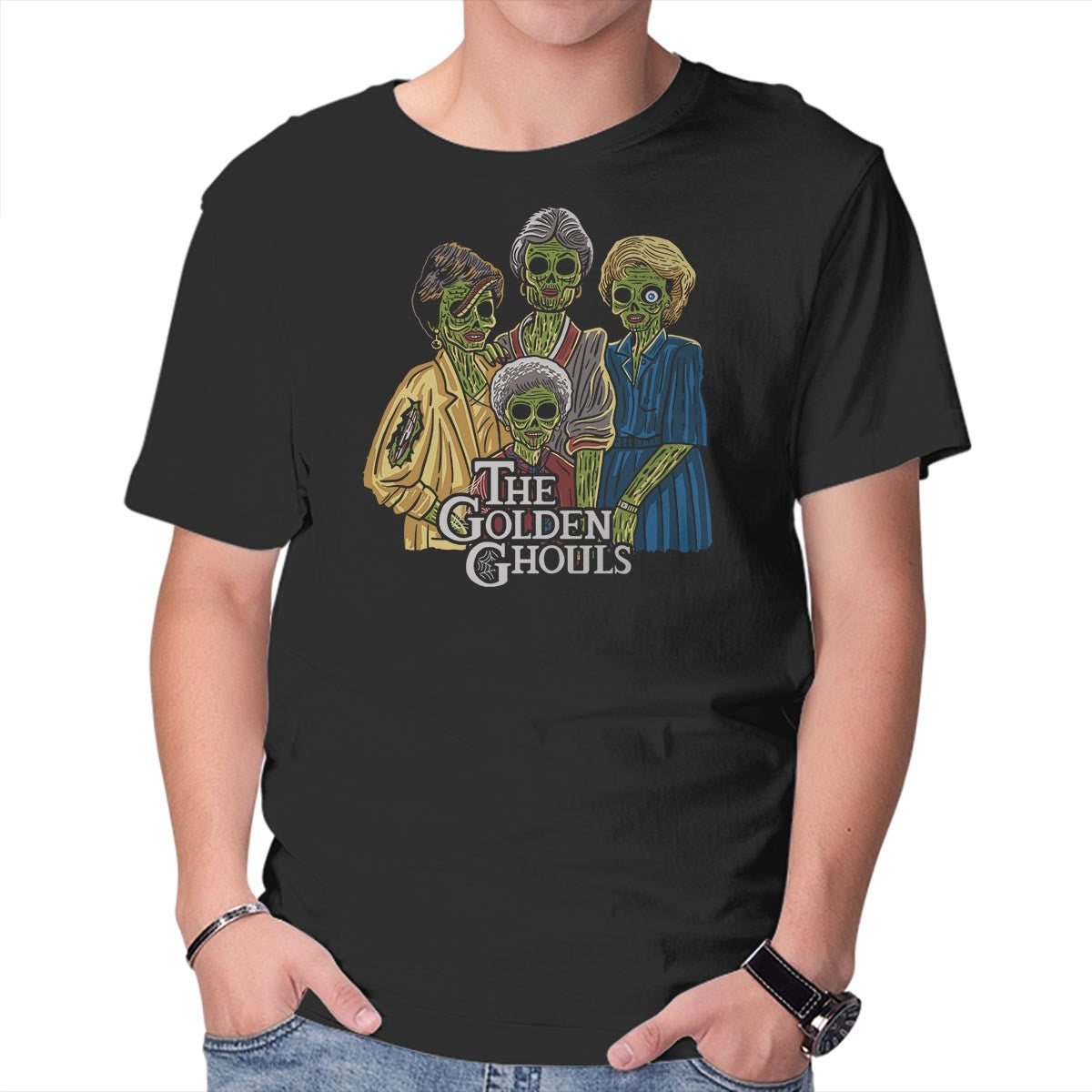Unisex Crew Neck T-Shirt The Golden Ghouls Graphic Short Sleeve Casual Tee XL