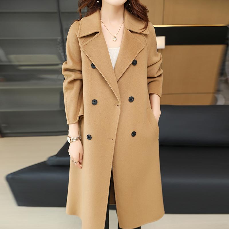 New Style Suit Collar Double-breasted Wool Double-faced Wool Coat Jacket Windbreaker