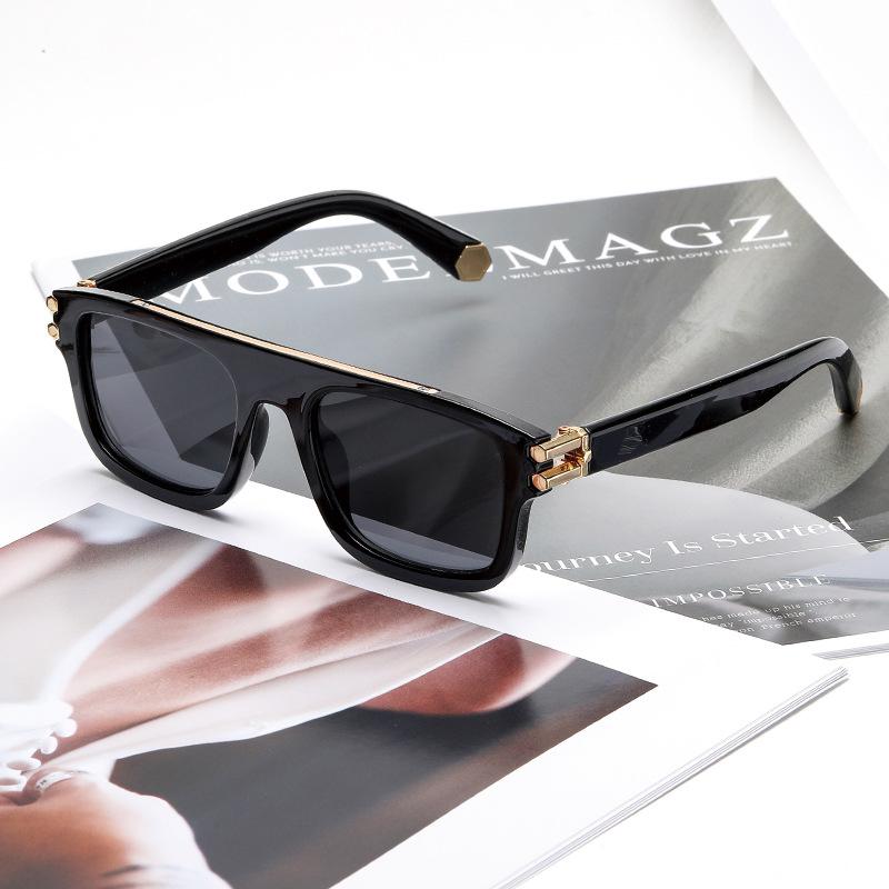 Retro box black frame sunglasses outdoor travel UV protection trend sunglasses versatile decorative sunshade glasses
