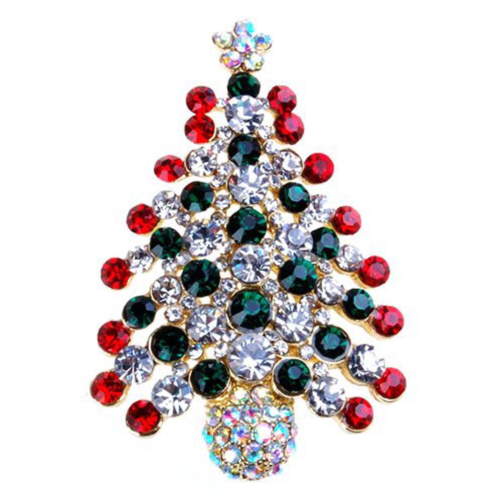 Christmas Tree Rhinestone Brooch and Scarf Buckle SD30 Zhenyao Jewelry