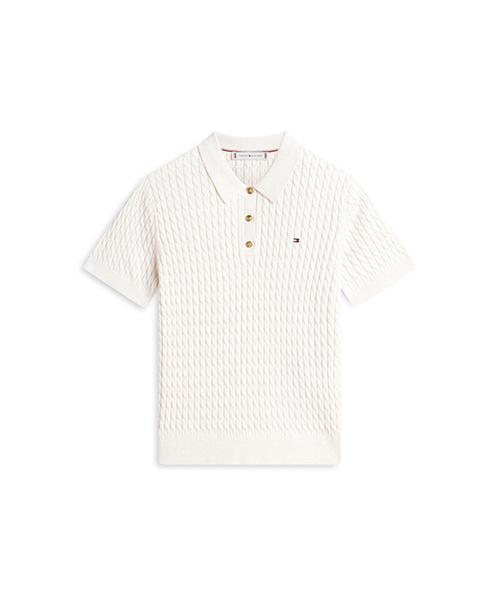 TOMMY HILFIGER Cotton Cable Polo Sweater (T22G1Kto061Wt20F5)