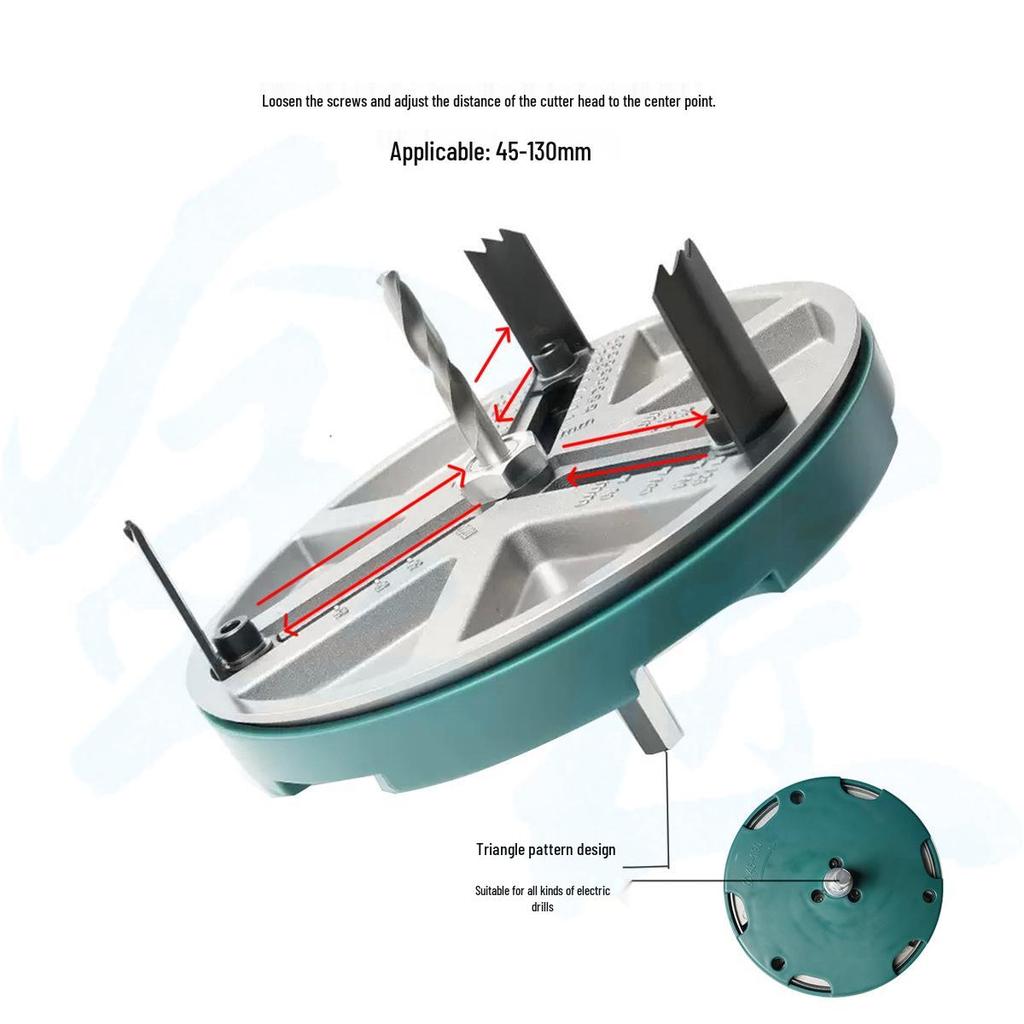 Adjustable Multifunctional Hole Opener for Wood, Plasterboard, Plastic, and Aluminum (45-130mm Range)