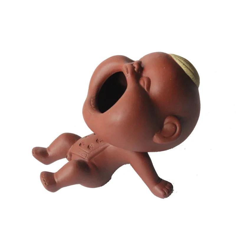 Creative Purple Clay Urine Children's Tea Pet Home Care Tea Stand Decoration Fun Urine Doll Tea Play Kung Fu Tea Set Accessories