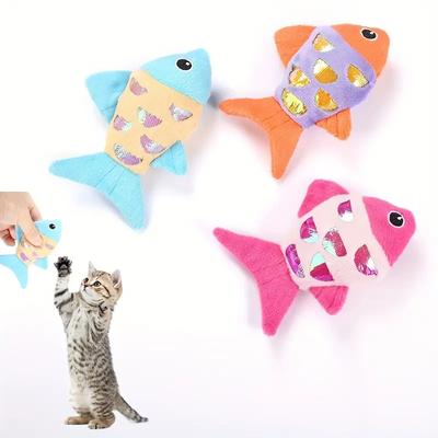 Bunte Haustier Katze Spielzeuge Fisch Knisterpapier Plüsch Haustier Spielzeuge Langlebiges Beiß Haustier Katze Kicker Spielzeug Zahnpflege Katze Kätzchen Katzenminze Spielzeuge
