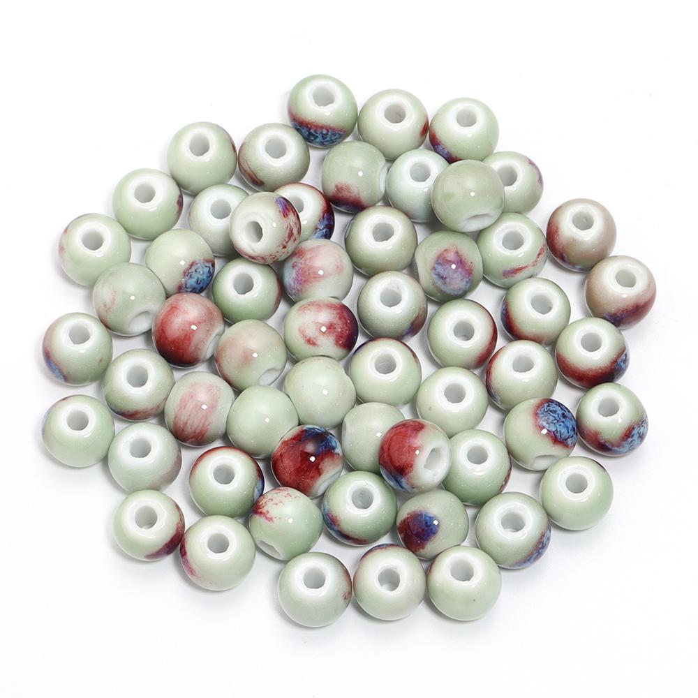 10pcs/lot Colorful Round Shape Ceramic Beads Spacer Beads For Jewelry Making DIY Loose Beads Bracelet Necklace Gift Accessories