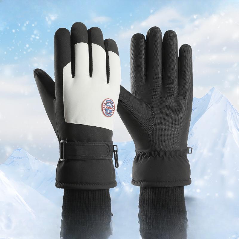 Ski Gloves for Couples In Autumn and Winter Warm  Touch Screen Sports  Cold Proof Fleece and Thickened Cotton Gloves for Women