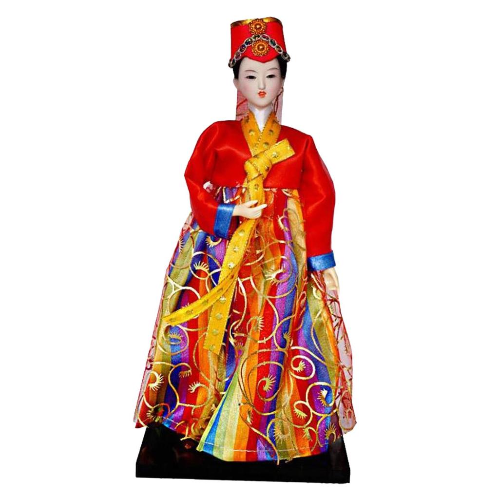 Geisha Kimono Figurine Folk Ethnic Ornament Collectible Craft Korean Hanbok Doll for Countertop Shop Gifts Home Use Birthday