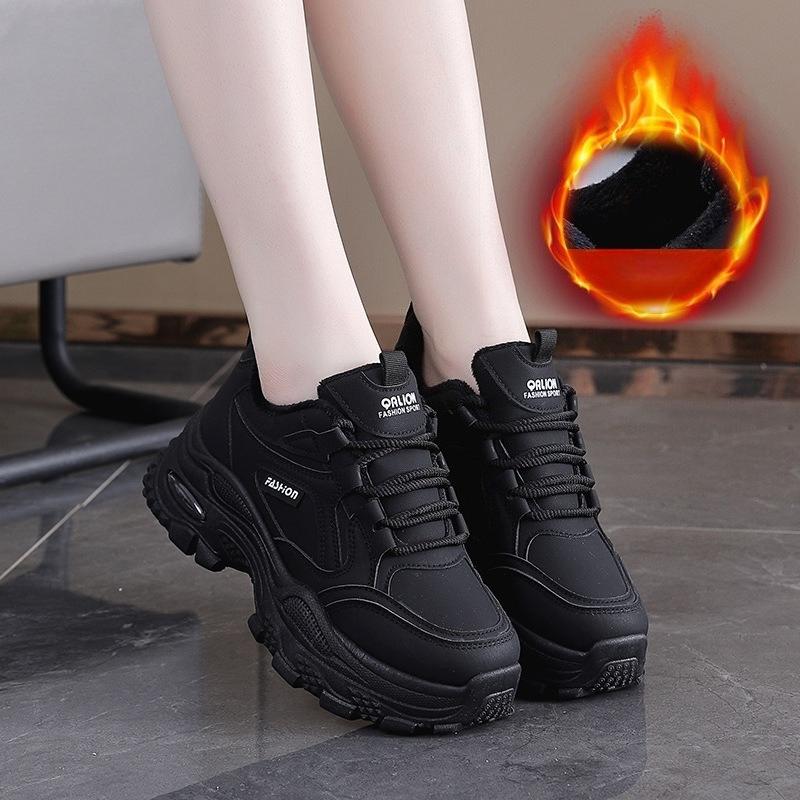 

Women s Winter Warm Lined Sneakers – Thick Sole Plush Fleece Shoes, Comfortable Outdoor Casual Sporty Boots for Cold Weather 40 чорний
