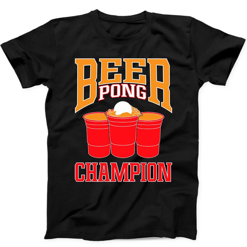 Beer Pong Champion Pub Best Seller Funny Gift Black Tee T Shirt 320