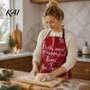 Holiday Housework Bib Christmas Apron with Santa Gingerbread Prints, Waterproof Oil Resistant Cooking Apron, Adjustable Tie for Kitchen Baking