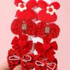 New Year Red Bow Hair Clip - Princess Style, Gentle on Hair, Cute Flower Design for Babies and Girls