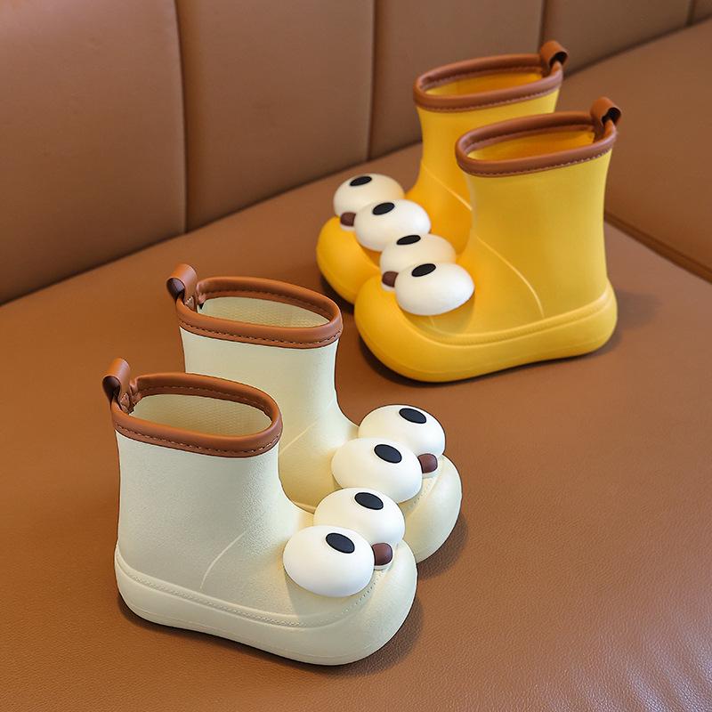 New Hot-Selling Cute Big Eyes Rain Boots for Children - Waterproof, One-Piece Design for All Seasons