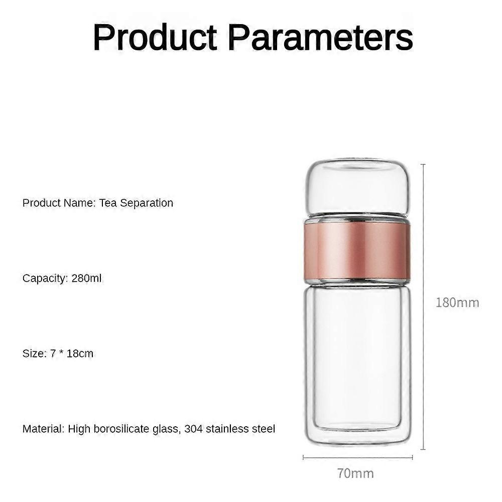 Infusifie Tea Infuser, Double-Wall Glass Tea Infuser with Stainless Steel Filter