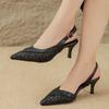 New Style Popular Women's Cow Leather Belt Pointed Toe High Heel Shoes Shallow Concise Dating Slingback Ins Modern Women Sandals