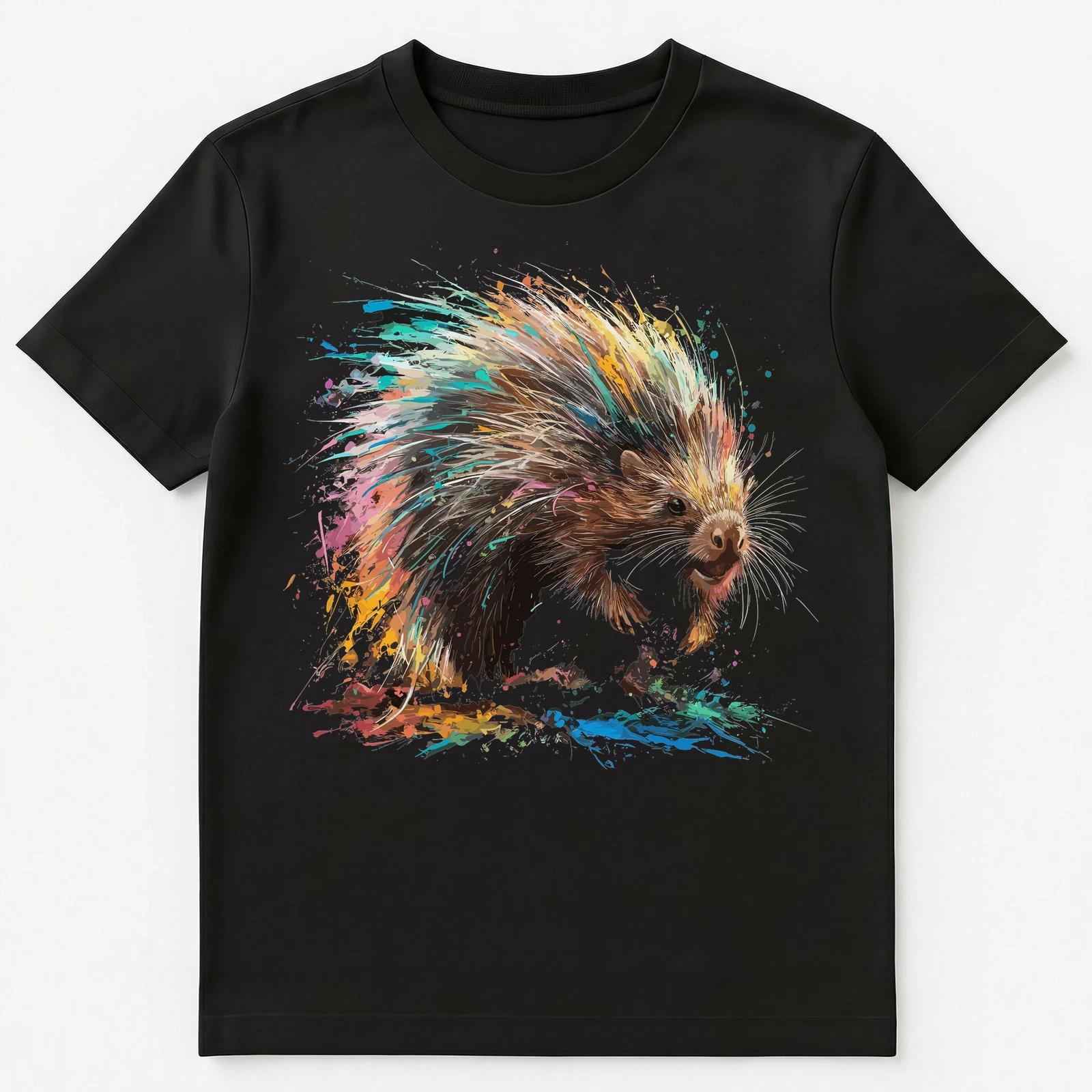 

Colorful Paint Splash Porcupine Art Graphic Unisex T-Shirt 3XL
