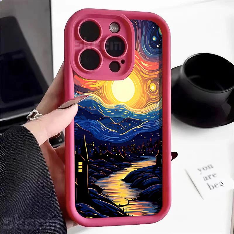 VanGogh Oil Painting Starry Sky Phone Case For iPhone 16 Pro Max 15 14 13 12 11 Pro Max XS X XR 7 8 Plus Shockproof Cover