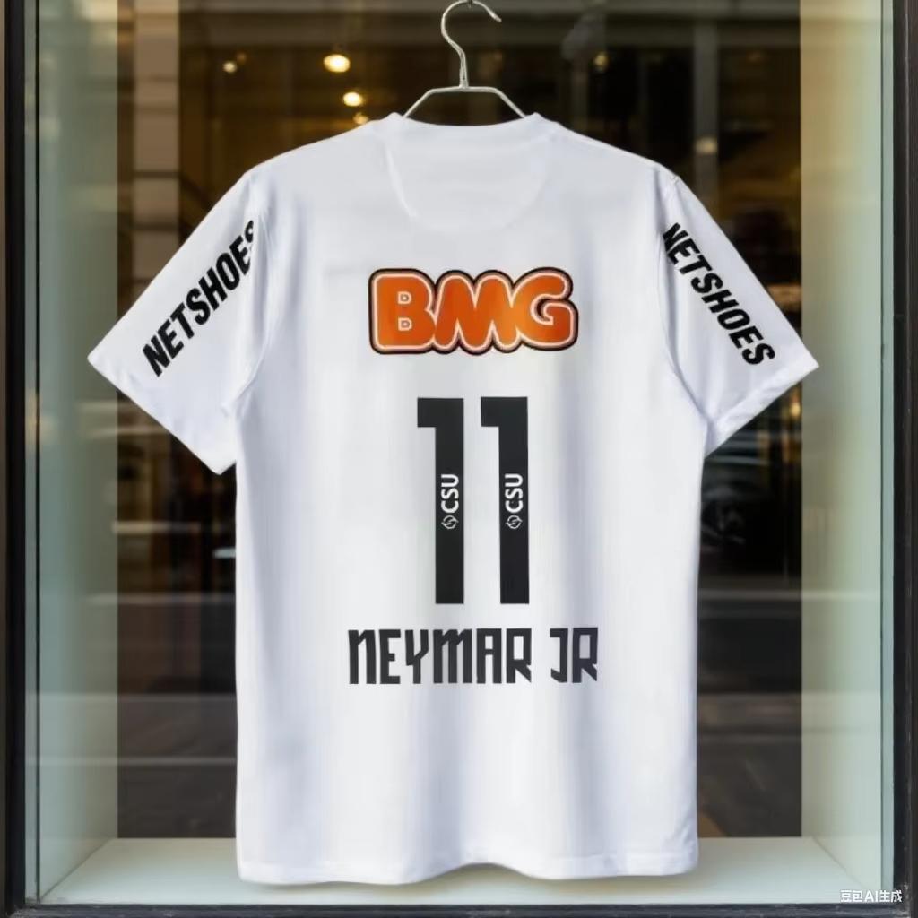 Summerclassic 1112 Santossi Pure Cotton Football Shirt Retro Little Neymar Football Adult Unisexs And Unisexs Large Short Sleeves