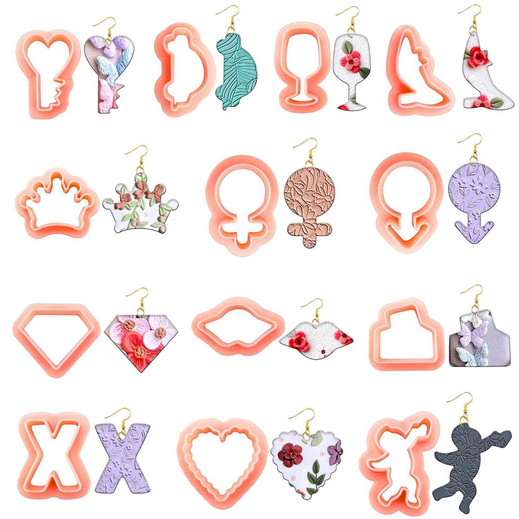Plastic Clay Cutters Kits Earrings Ceramic Craft Cutting Mold Baking Tool Handmade DIY Jewelry Making Tools Cake Cookie