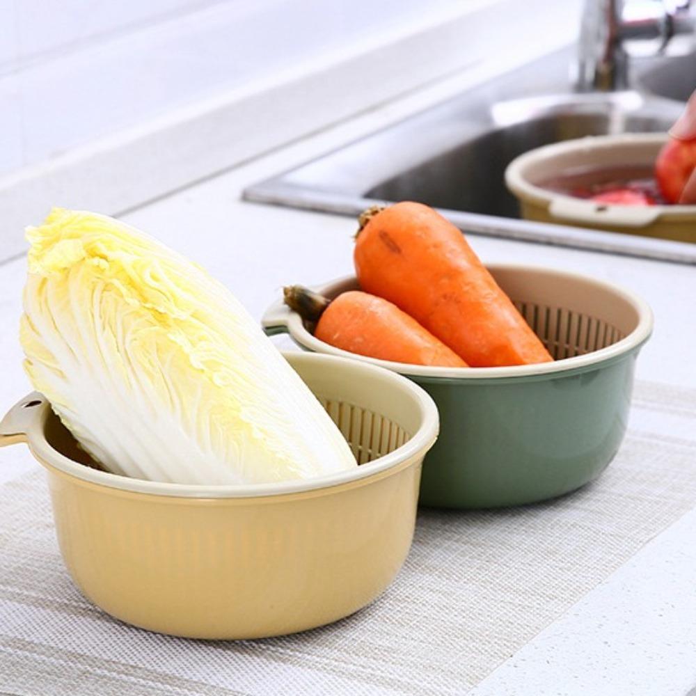 Aufbewahrungskorb Wasch- & Abtropfkorb Frisches Gemüse Doppellagiger Abtropfkorb Küchenwerkzeuge