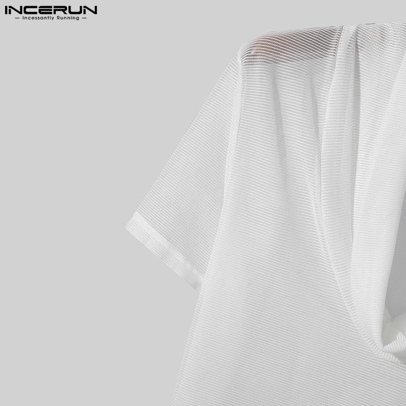 INCERUN Pánská trička Slim Fit Muslce Mesh s krátkým rukávem