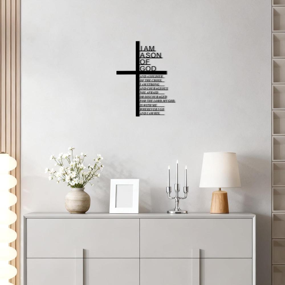 Durable Metal Cross Wall Art for Teen Boys Room Motivational Son of God Sign Christian Decor