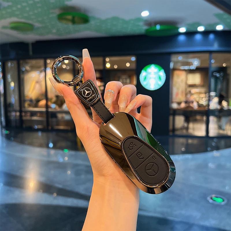 Suede Car Key Case Cover Protector Shell For Mercedes Benz C CLE E GLC S Class W206 X254 W214 W223 Remote Fob Shell Case HO1