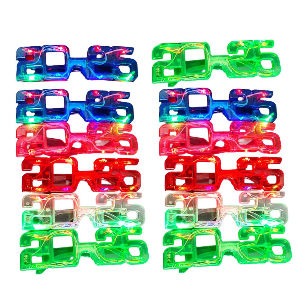 12 STÜCK Frohes Neues Jahr 2025 Brillen für Kinder Erwachsene Festival Feier Requisiten Brillen Partyzubehör Leuchtendes Accessoire