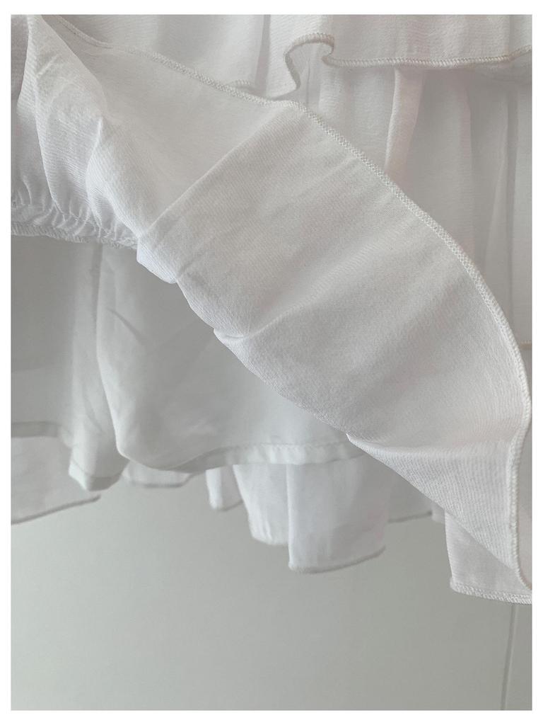 Qiumeng DT ETOLIE Korean Style White Women's Elastic Waist Puffy Casual Short Skirt