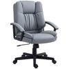 Desk Chair, PU Leather Office Chair with Adjustable Height and Swivel Wheels, for Home Work Study, Light Grey