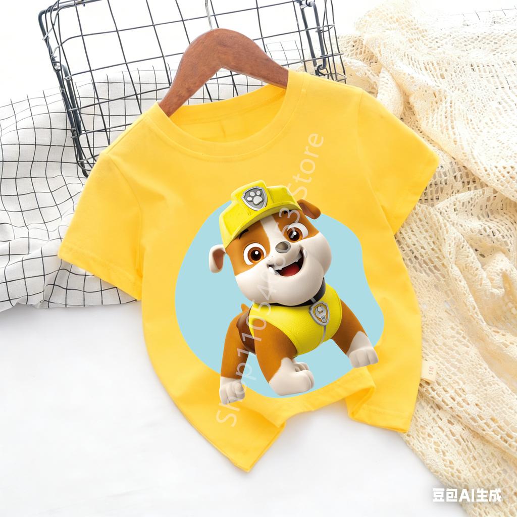 Paw Patrols Baby TShirt Girls Boys Clothes Cartoon Anime Chase Skye Figure Printed Toddler Tops Summer Clothes Gift
