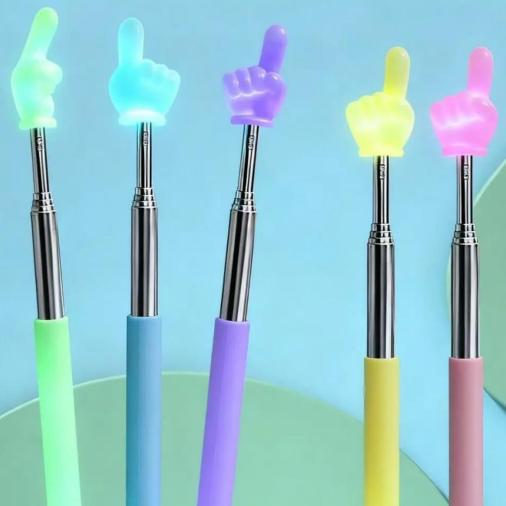 Leuchtender ausziehbarer Finger-Lesezeiger, Farben sind zufällig, Leuchtender Fingerzeiger zum Lesen bei Nacht