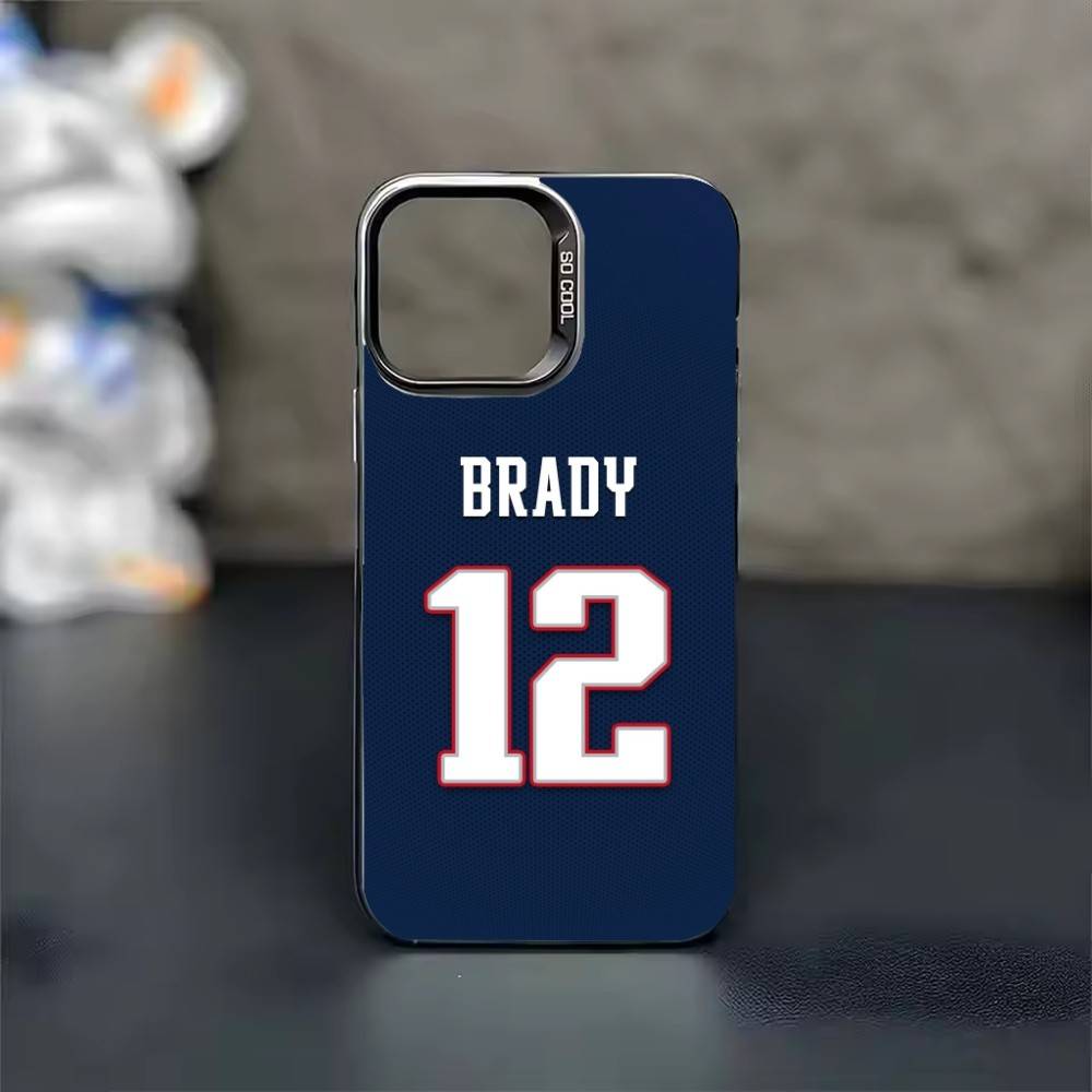 Rugby Tom B-Brady 12 Phone Case For iPhone 17 16 15 14 13 12 11 Pro Max Plus Silver candy Matte Cover