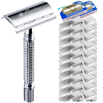 Kazakiri W Double-Edged Razor for a Deep Shave, Includes 20 Replacement Blades, Razor, Facial Razor for Men