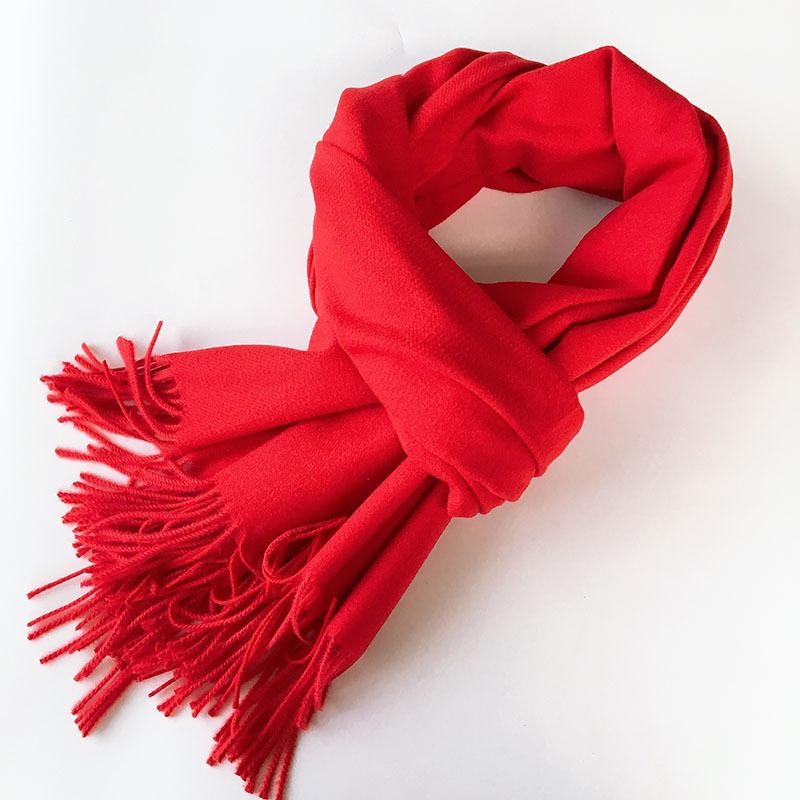 Autumn And Winter Thickened Warm Korean Version Shawl Women'S Fringed Silk Scarf Imitation Cashmere Versatile Solid Color Scarf