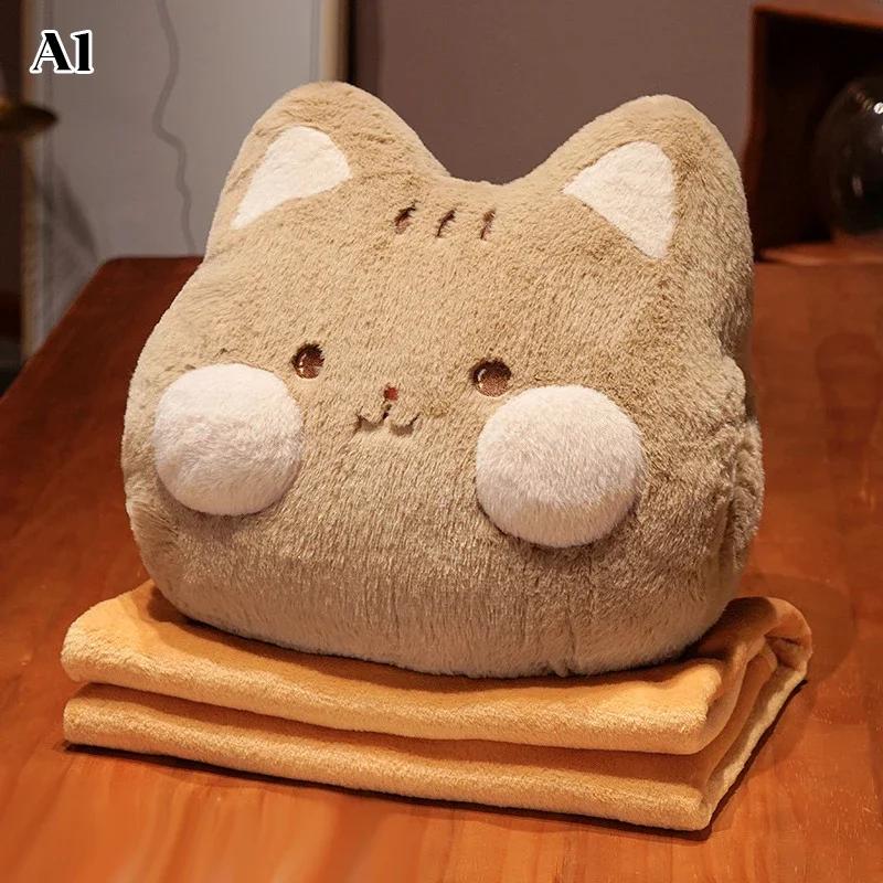 Winter Plush 3-In-1 Pillow Blanket Cartoon Fill Warm Hands Home Car Travel Bedroom Bed Sofa Office Cute Waist Support Blanket