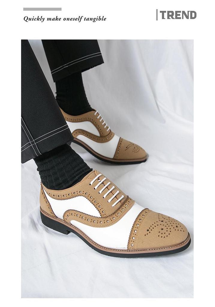 Men's Large Size Retro Brogue Leather Shoes - Autumn British Style