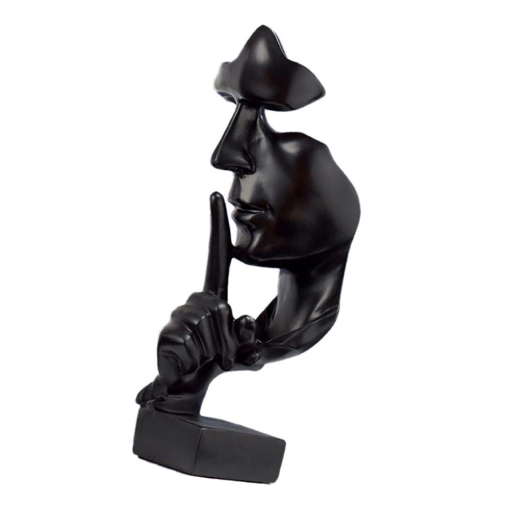 Thinker Statue Vivid Shape Compact Synthetic Resin Attractive Decorative Silence Is Golden Figurine for Home Black