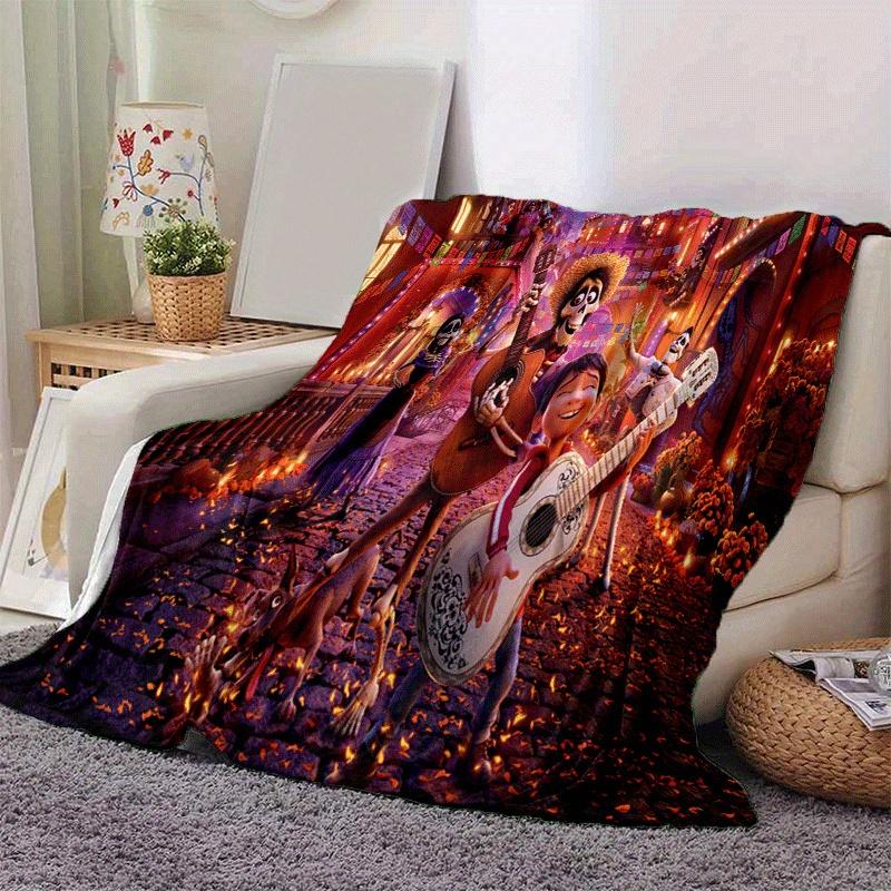 1pc Coco Printing Blanket - Soft, All-Season Throw for Living Room, Bedroom,Personalized Gift with Adorable Cartoon Design