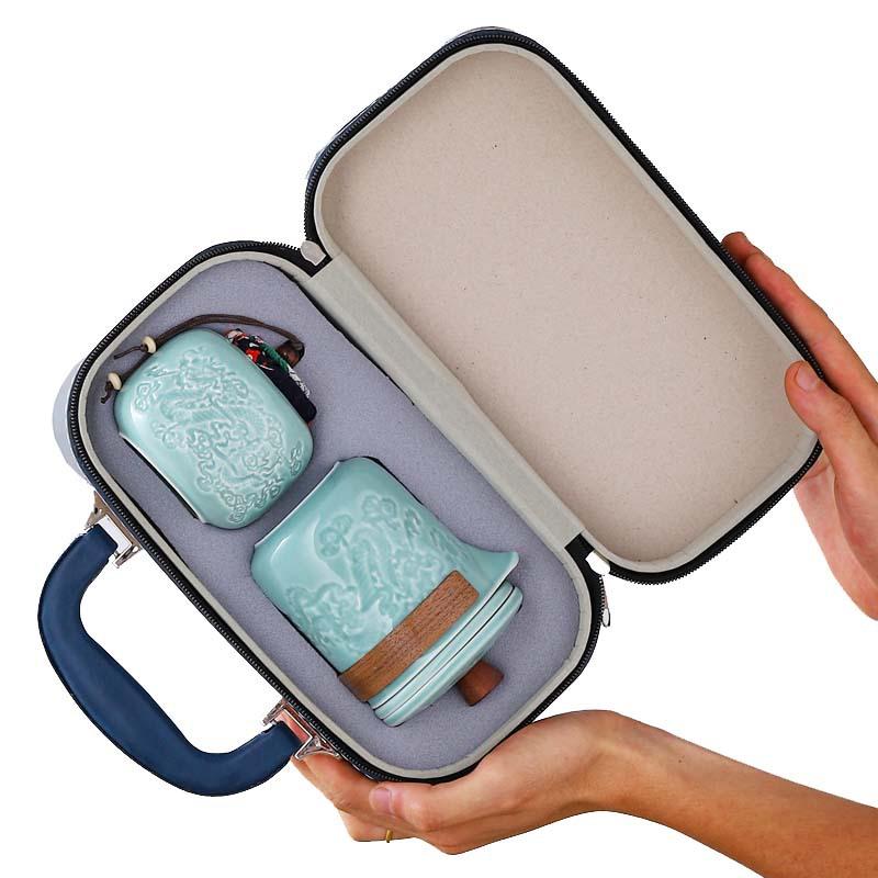 Celadon Travel Tea Set Outdoor Camping Portable Express Cup Gift Box Gift