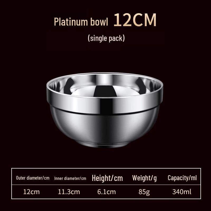 Jingzhouyuan 304 Stainless Steel Double-Layer Insulated Rice Bowl