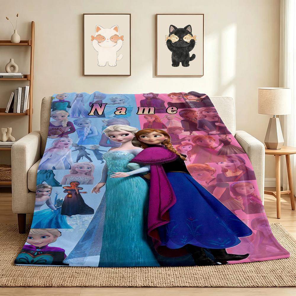 Custom Name Frozen Friendship Flannel Blanket Throw Blanket Soft Warm Sofa Bed home Decor Unique Gift